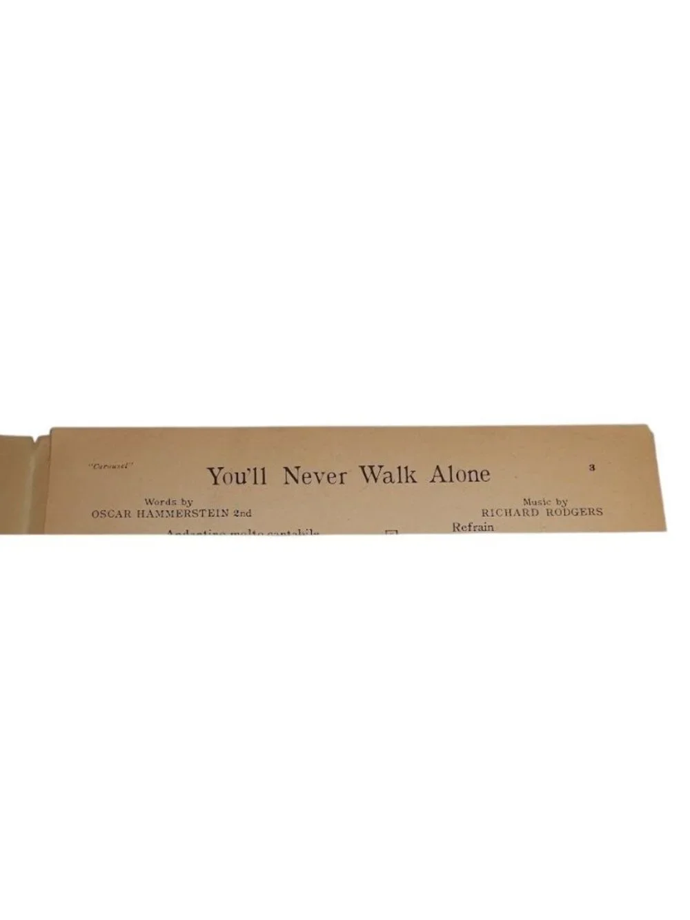 Rodgers Hammerstein Carousel Youll Never Walk Alone Sheet Music Piano Voice 1945